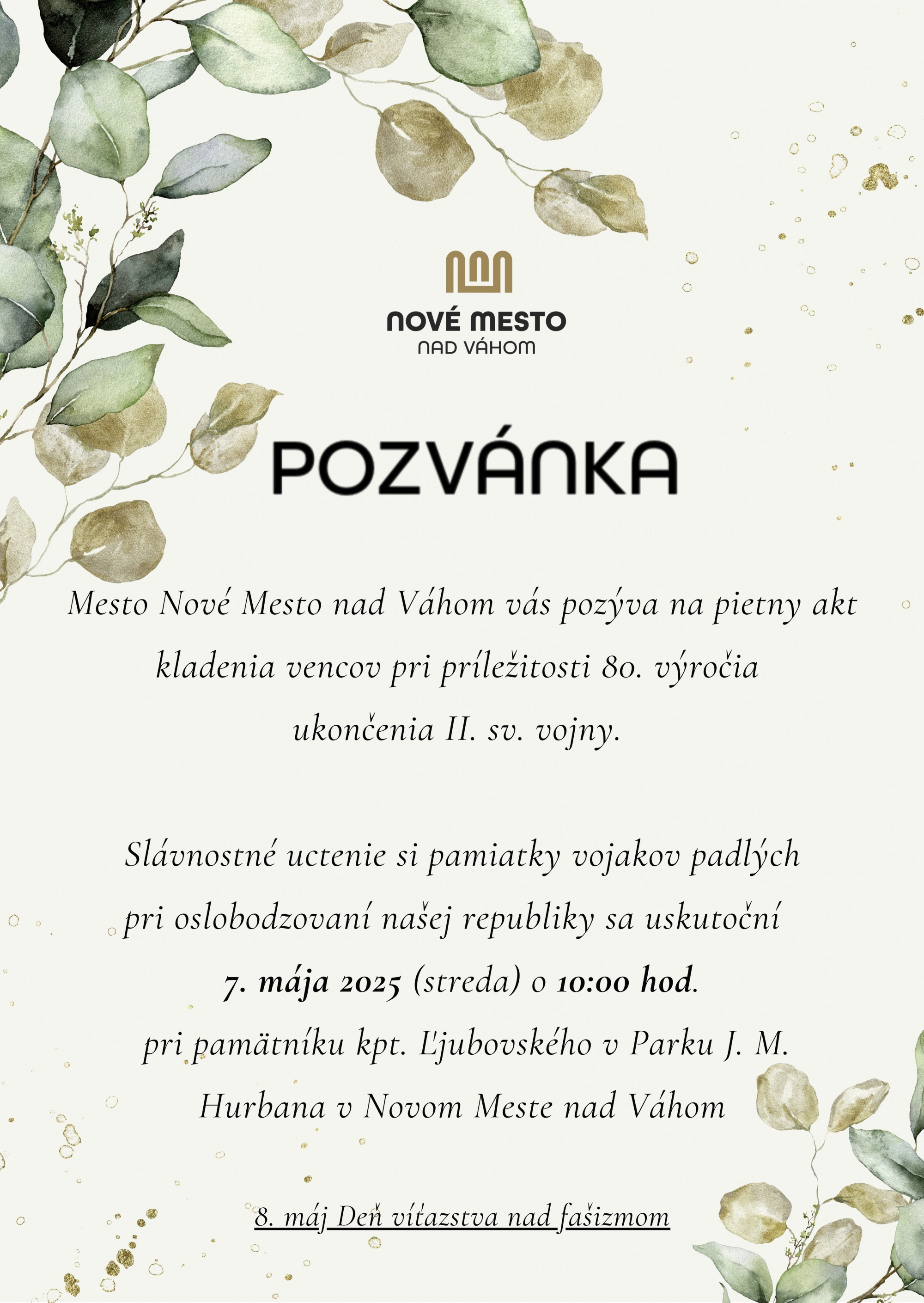 80. VÝROČIE UKONČENIA II. SV. VOJNY 