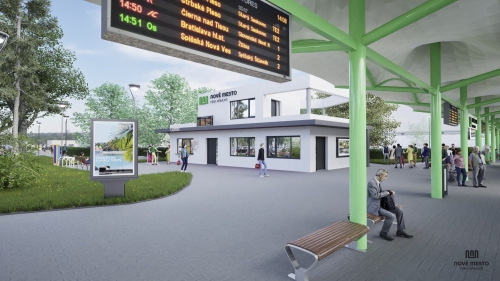 Autor architektonickej štúdie Ing. arch. Karol Loj „Výstavba parkoviska, autobusovej stanice s prekrytými stanovišťami pre cestujúcich SAD, jednopodlažná budova (pokladňa, zázemie predajcu a verejné t