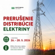 Prerušenie distribúcie elektriny 26. - 28. 5. 2026