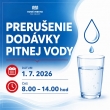 Plánovaná odstávka dodávky pitnej vody - Zelená voda - Perla - 1.7.2026