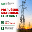 Plánované prerušenie distribúcie elektrickej energie 22.7.2026